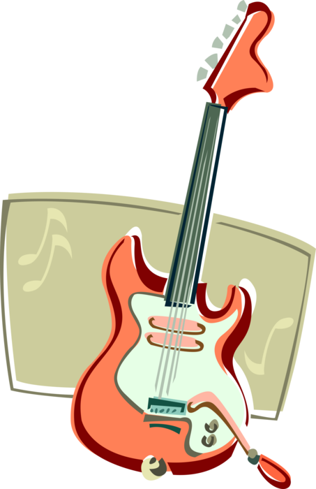 Vector Illustration of Electric Guitar Stringed Musical Instrument