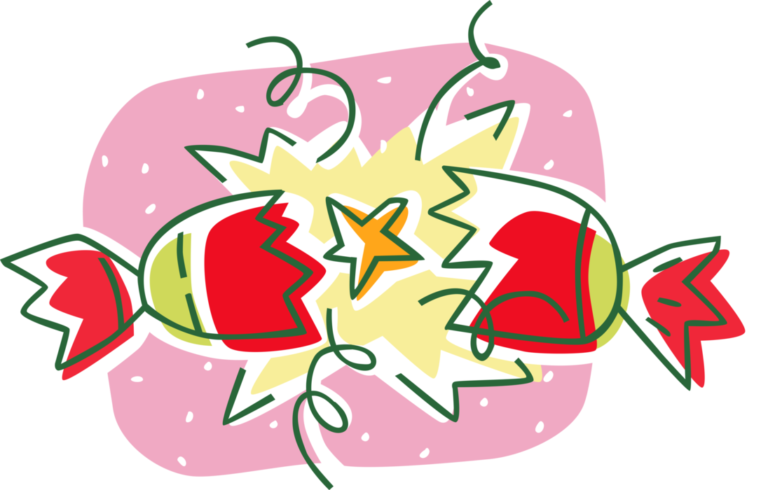 Vector Illustration of Holiday Festive Season Christmas Cracker Bonbons Produce Mild Bang with Prize Inside