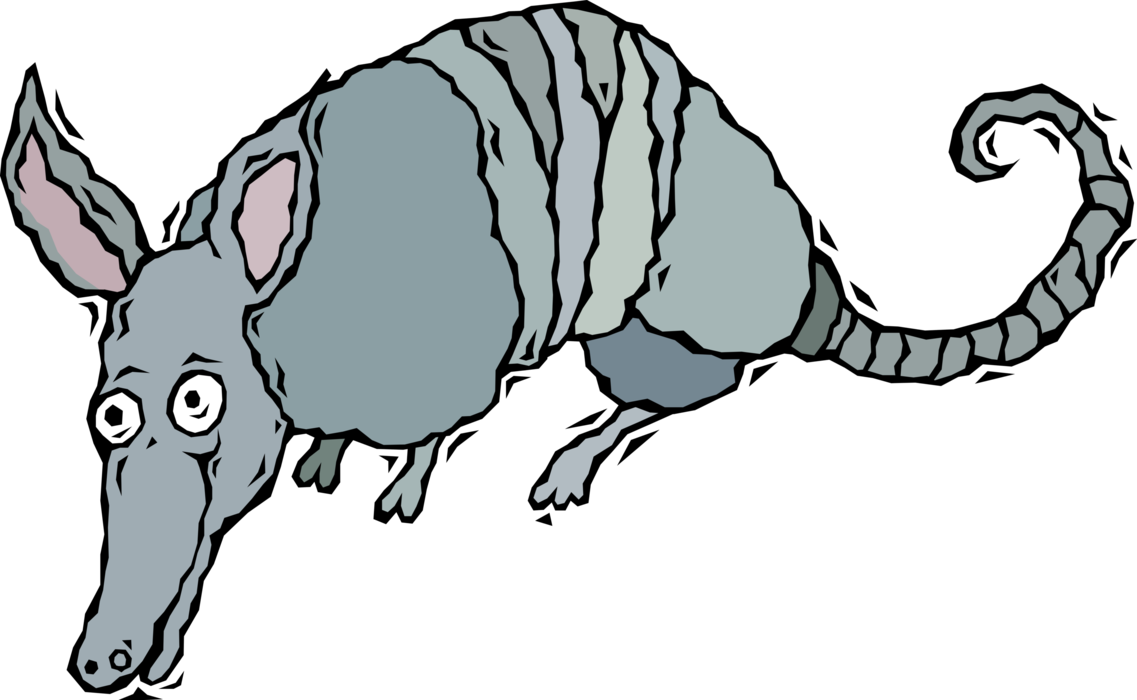 Vector Illustration of Armadillo "Little Armoured One" with Leathery Armour Shell Hunts for Food