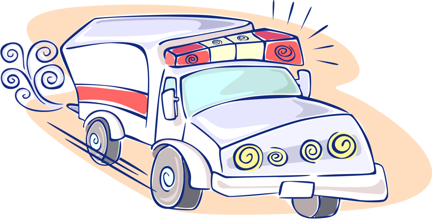 Vector Illustration of Paramedic Service Emergency Ambulance Vehicle