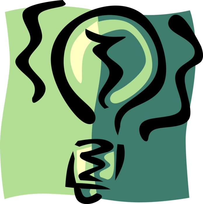 Vector Illustration of Electric Light Bulb Symbol of Invention, Innovation, Inspiration and Good Ideas