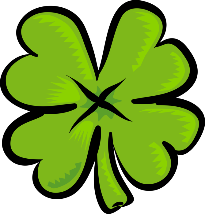 Vector Illustration of Four-Leaf Clover Lucky St. Patrick's Day Shamrock 