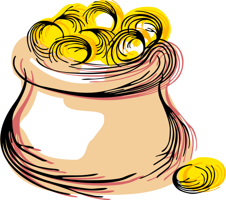 Vector Illustration of St Patrick's Day Irish Mythology Leprechaun's Pot of Gold Wealth and Riches