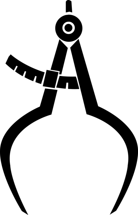 Vector Illustration of Calipers or Calliper Device Measures the Distance Between Two Opposite Sides of Object