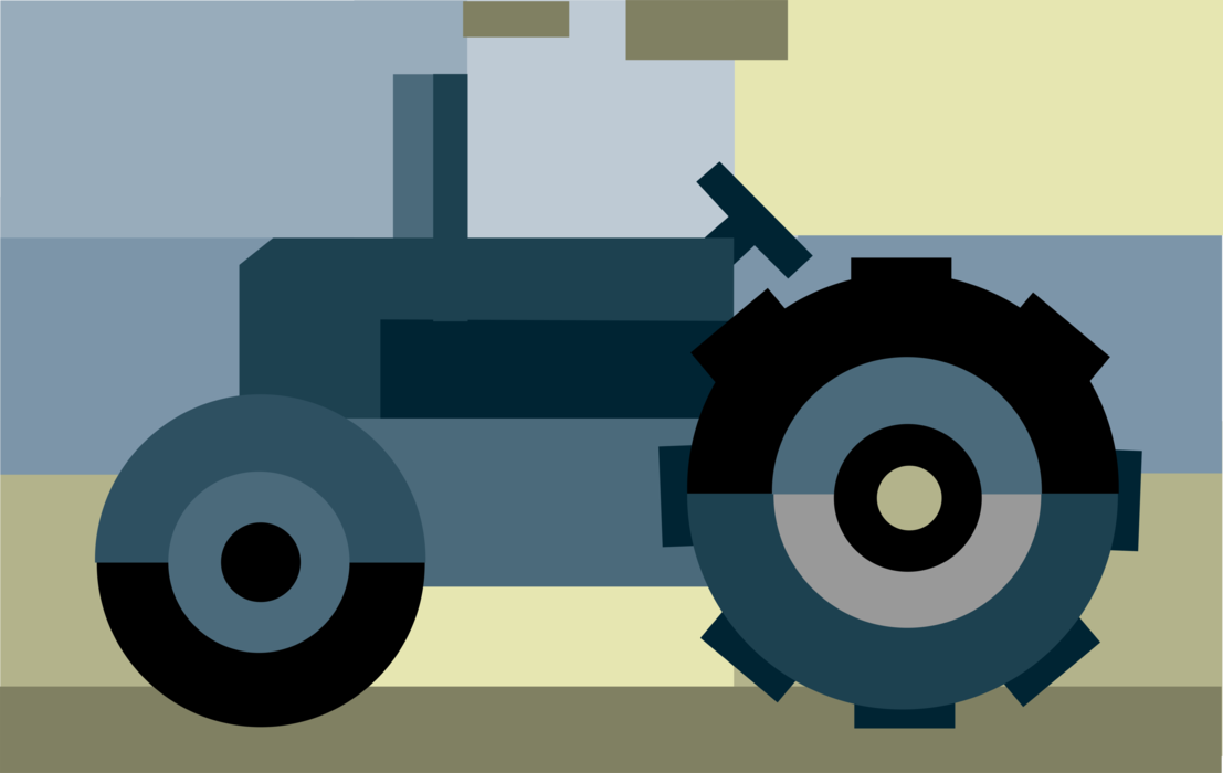 Vector Illustration of Agriculture and Farming Equipment Farm Machinery Tractor