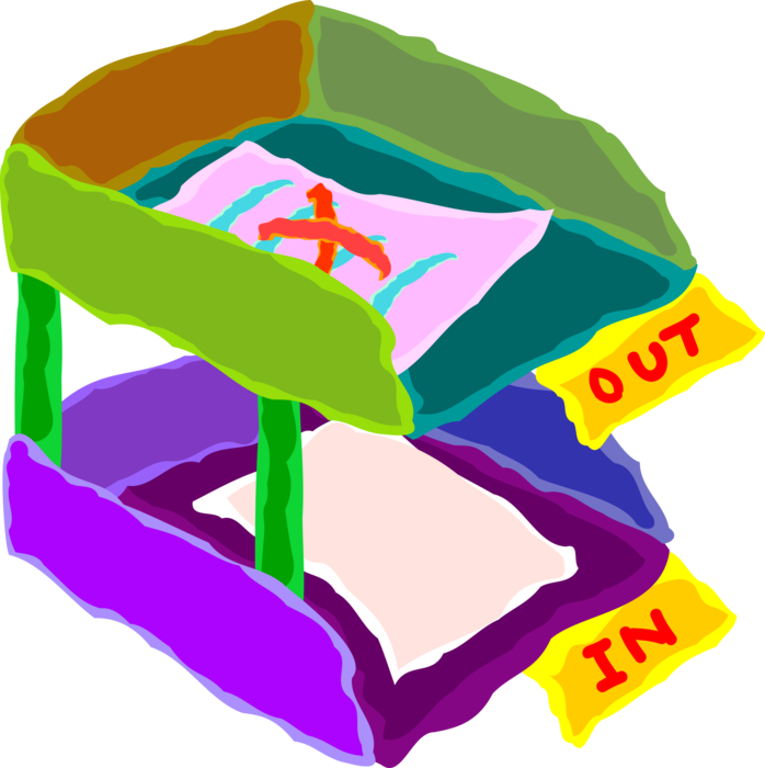 Vector Illustration of Message In-Box and Out-Box Holds Documents