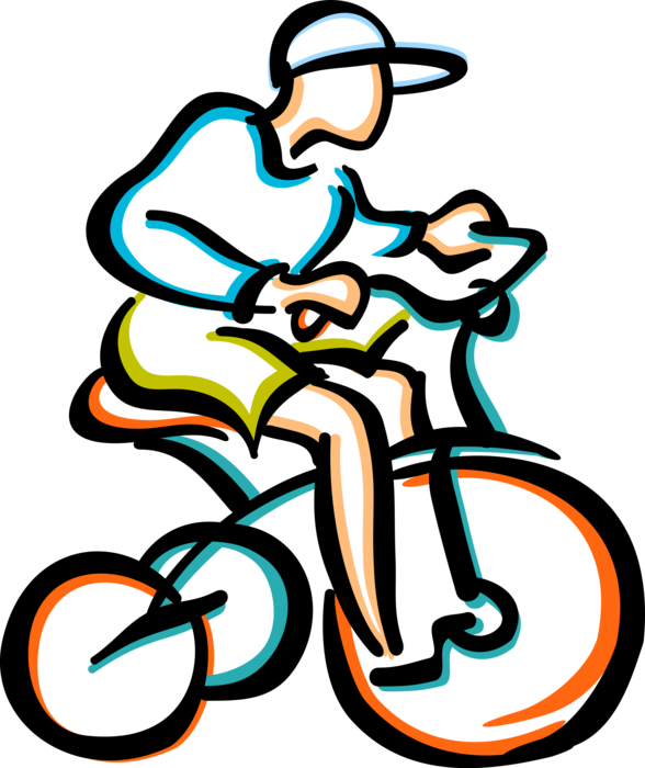 Vector Illustration of Child Rides Tricycle Bike