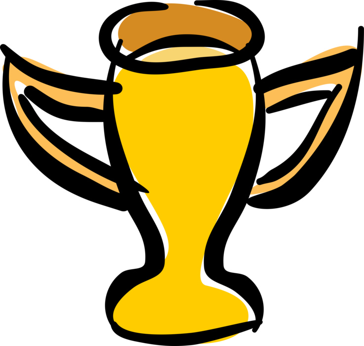 Vector Illustration of Winner's Trophy Cup Prize Award Recognizes Specific Achievement or Evidence of Merit