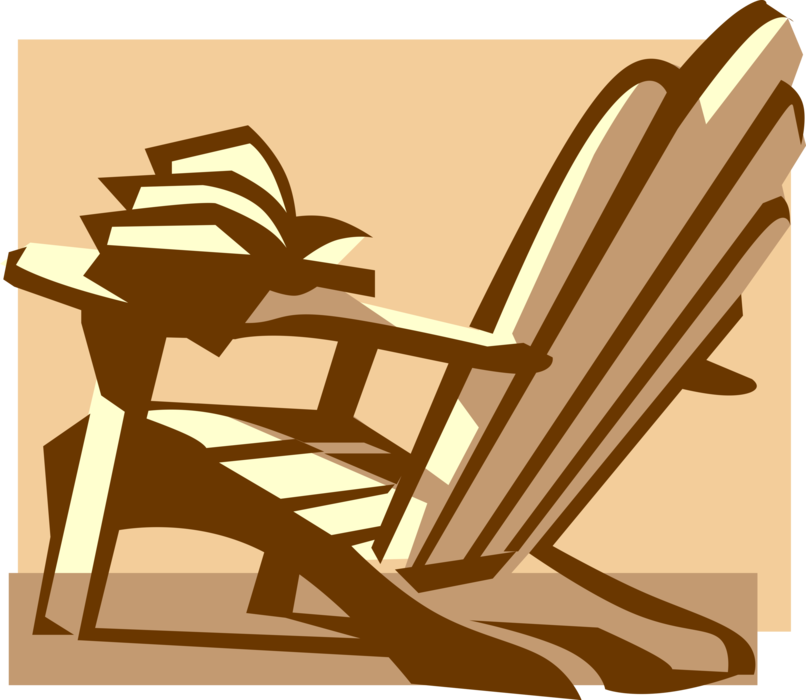 Vector Illustration of Beach Lounge Chair Furniture with Book