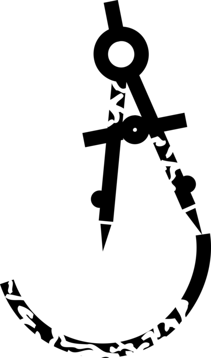 Vector Illustration of Drafting and Navigation Compass Measures Distance