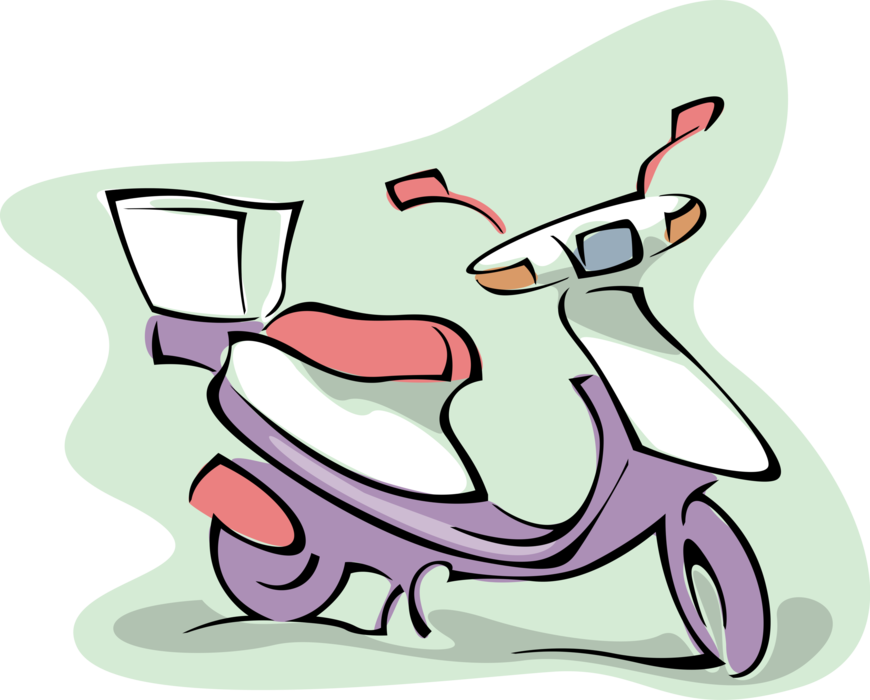 Vector Illustration of Motor Scooter Motorcycle with Step-Through Frame