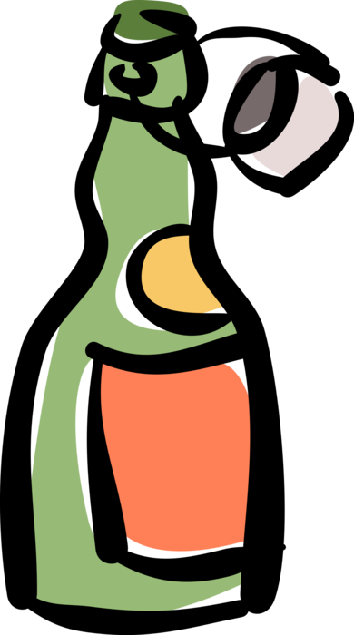 Vector Illustration of Beer Fermented Malt Barley Alcohol Beverage in Bottle