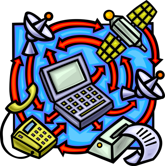 Vector Illustration of Telecommunications Networks Provide Satellite Communications Services