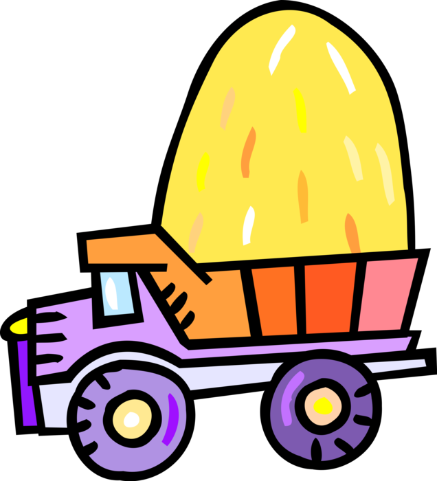 Vector Illustration of Heavy Machinery Construction Equipment Dump Truck Transports Loose Material