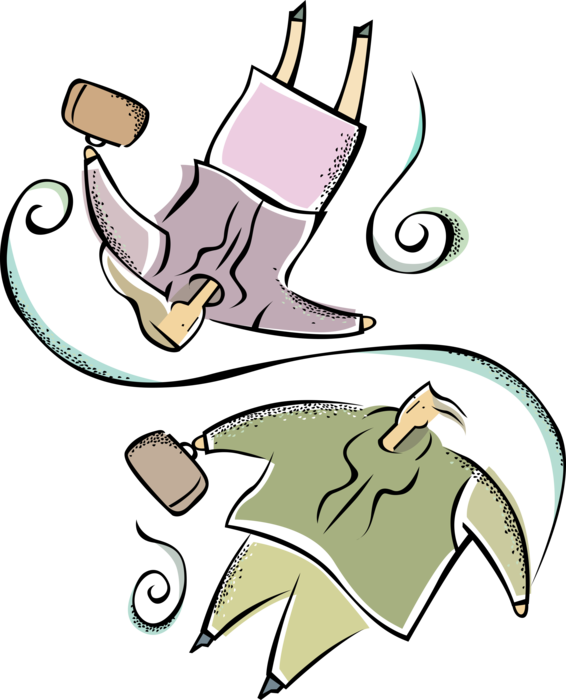Vector Illustration of Businessman and Businesswoman Floating in Air
