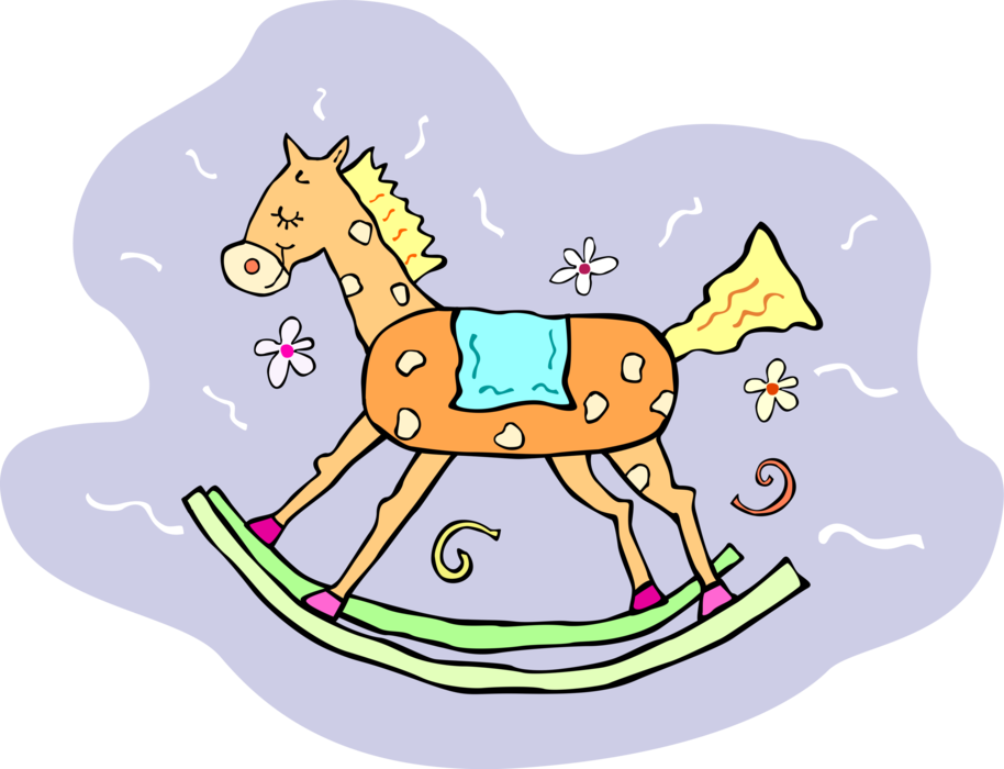 Vector Illustration of Child's Rocking Horse Play Toy