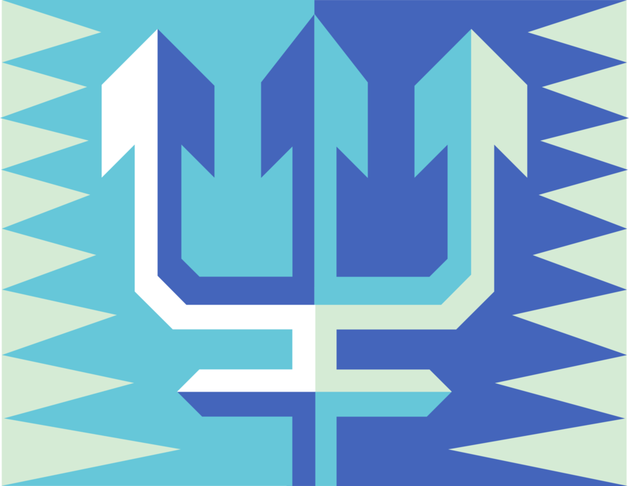 Vector Illustration of Trident of Poseidon Three-Pronged Spear