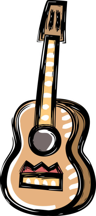 Vector Illustration of Acoustic Guitar Stringed Musical Instrument