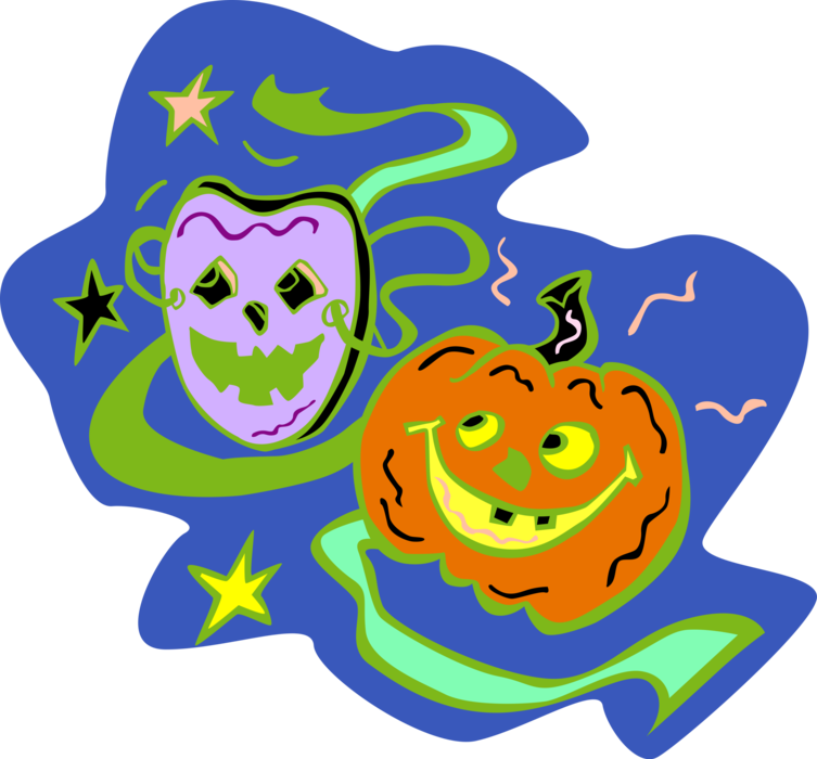 Vector Illustration of Carved Halloween Pumpkin Jack-o'-Lanterns