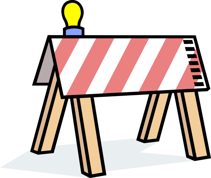 Vector Illustration of Road Construction Barrier or Barricade Roadblock Highway Caution Sign