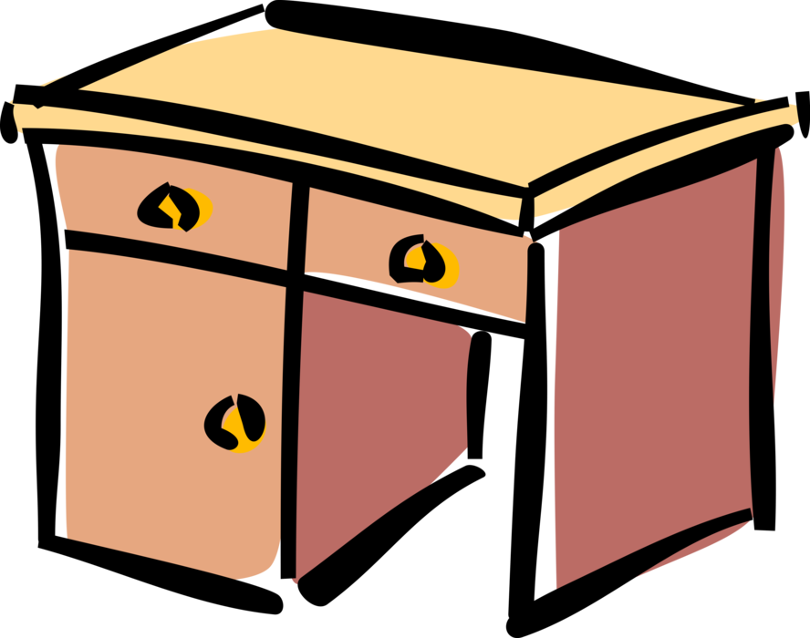 Vector Illustration of Student Desk Furniture