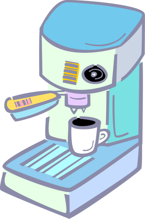 Vector Illustration of Cappuccino Espresso Coffee Machine