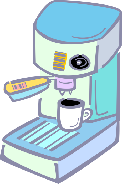 Vector Illustration of Cappuccino Espresso Coffee Machine