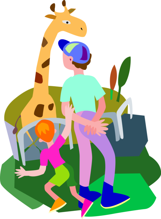 Vector Illustration of Day at the Zoo with African Giraffe