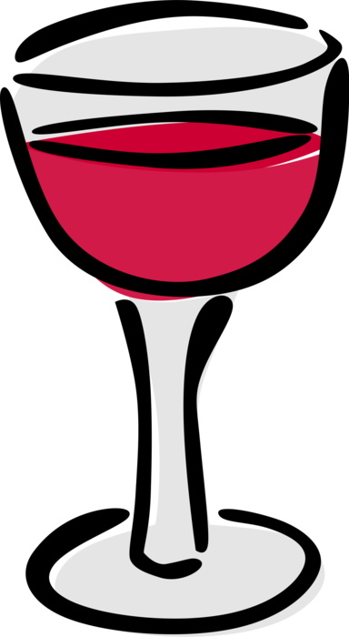 Vector Illustration of Glass of Red Wine Alcohol Beverage