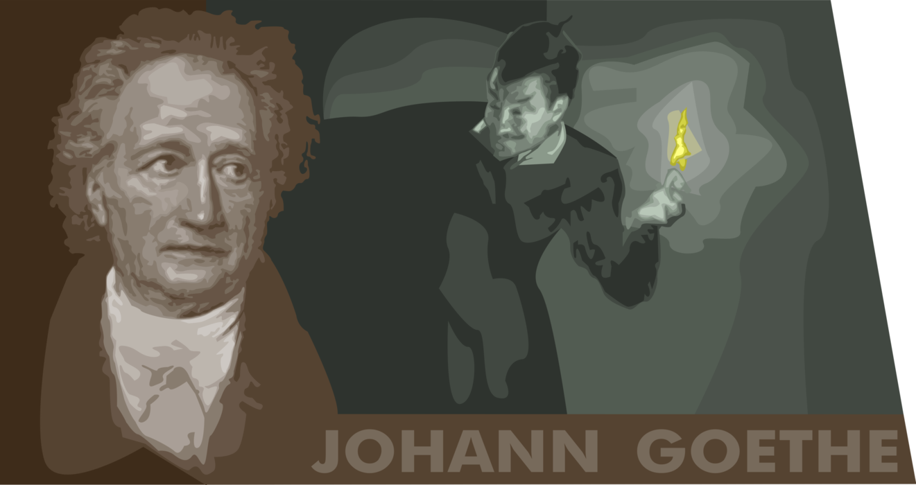 Vector Illustration of Johann Goethe, German Writer and Statesman Wrote Celebrated Drama, Faust