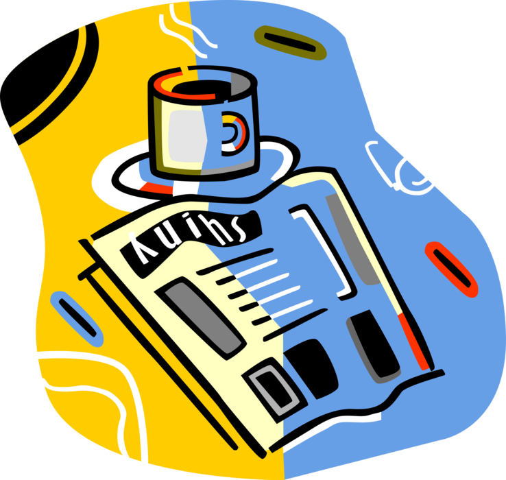 Vector Illustration of Cup of Coffee and Morning Newspaper