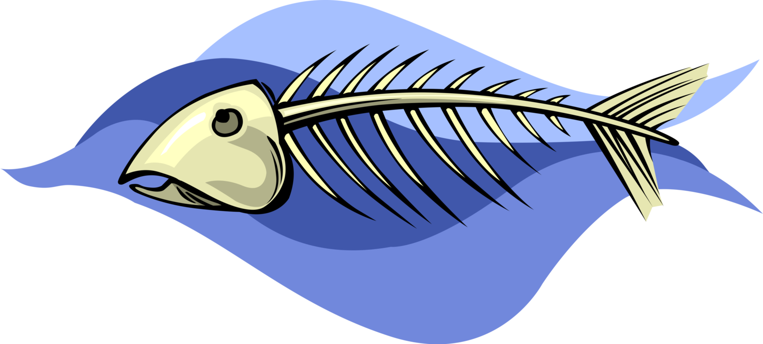 Vector Illustration of Aquatic Marine Fishbone Fish Skeleton