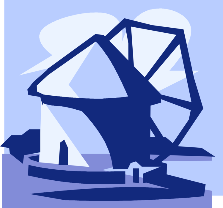 Vector Illustration of Windmill on Greek Island of Santorini in Aegean Sea, Greece