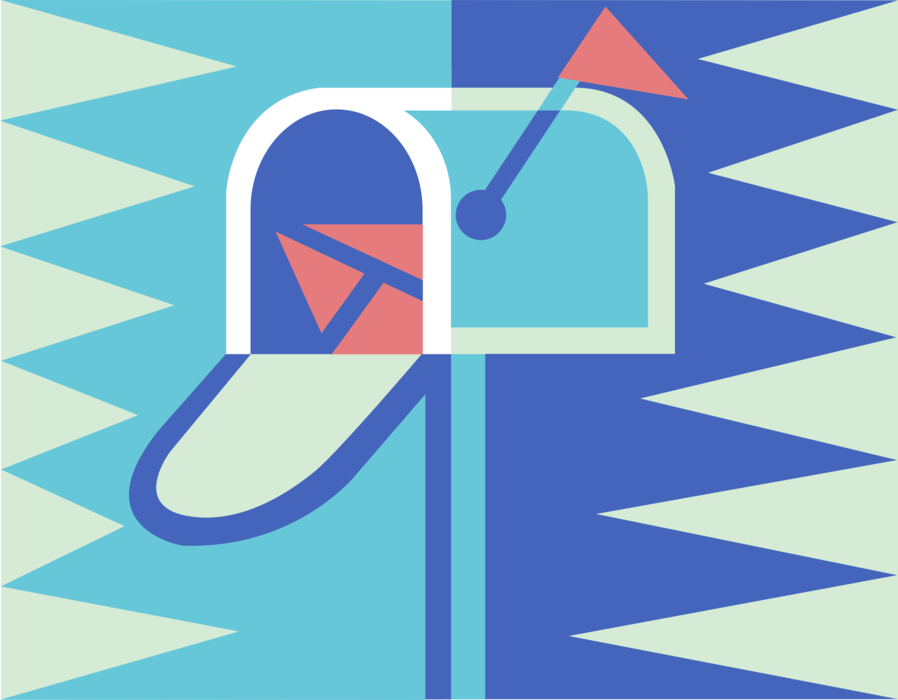 Vector Illustration of Letter Box or Mailbox Receptacle for Incoming Mail with Envelope