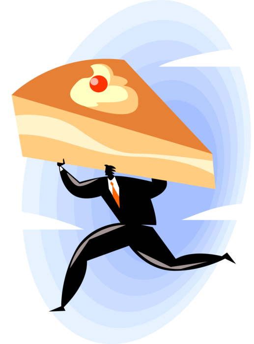 Vector Illustration of Businessman Running with His Piece of Pie