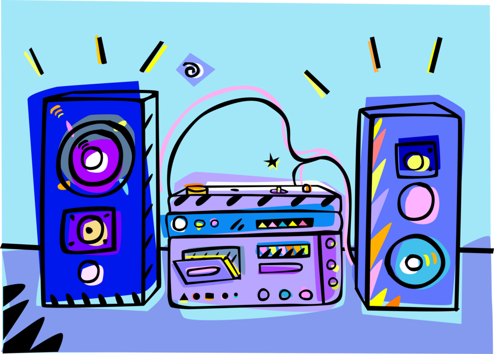 Vector Illustration of Home Audio Entertainment Stereo System