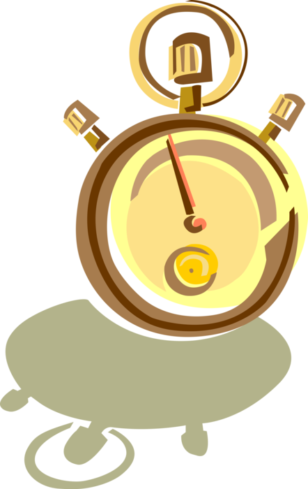 Vector Illustration of Stopwatch Handheld Timepiece Measures Elapsed Time