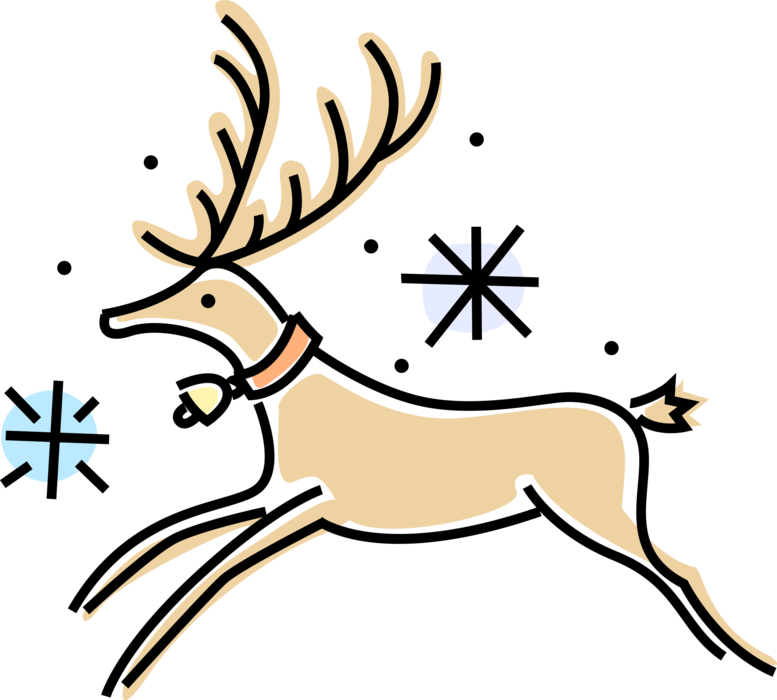 Vector Illustration of Festive Season Christmas Reindeer Animal with Bell