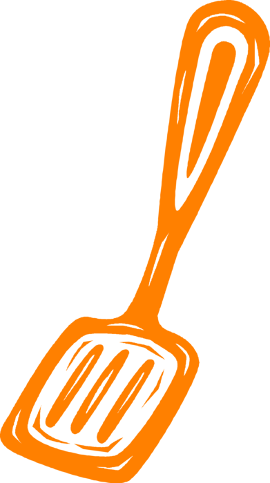 Vector Illustration of Kitchen Utensil Spatula Lifts and Flips Food Such as Pancakes and Fillets