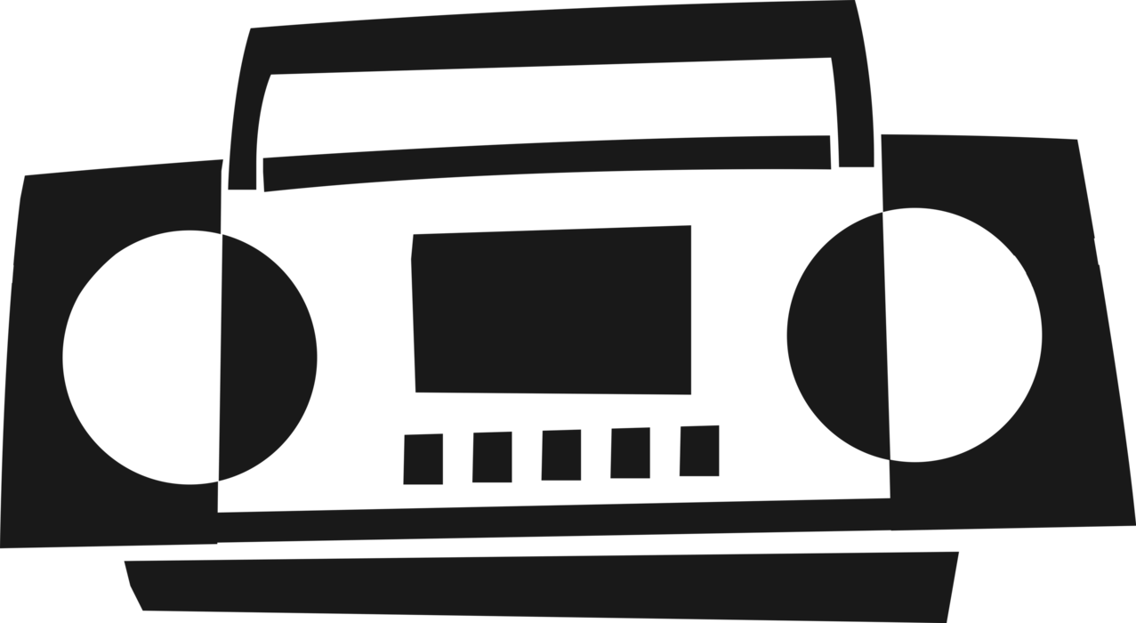 Vector Illustration of Audio Entertainment Portable Personal Stereo Boombox Plays Music Cassettes and Music CD's
