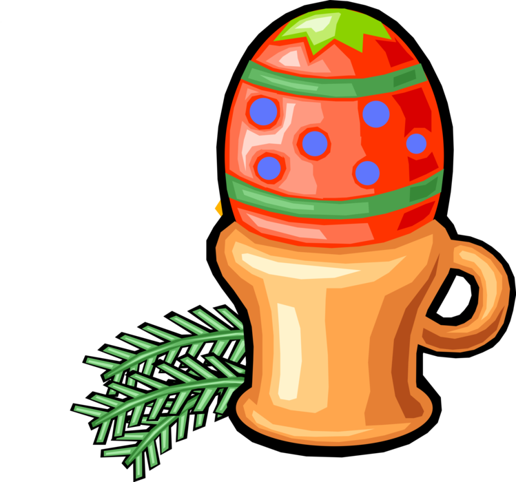 Vector Illustration of Decorated Colored Easter or Paschal Egg Celebrates Springtime and Easter Season in Cup