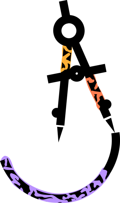 Vector Illustration of Drafting and Navigation Compass Measures Distance