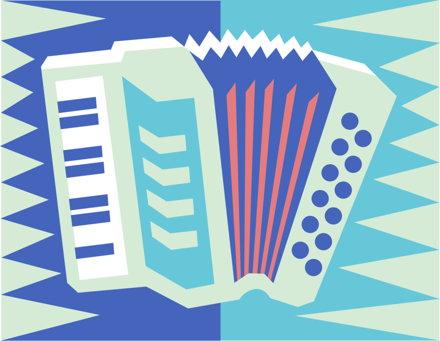 Vector Illustration of Accordion Bellows-Driven Musical Instrument