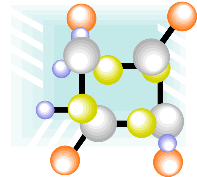 Vector Illustration of Chemistry Molecule Composed of Atoms Held Together by Chemical Bonds