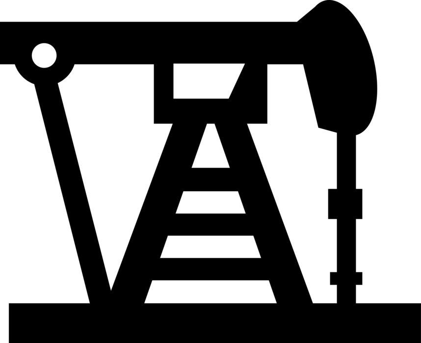 Vector Illustration of Petroleum Industry Oil Well Pumpjack Reciprocating Piston Pumps Pumping Fossil Fuel