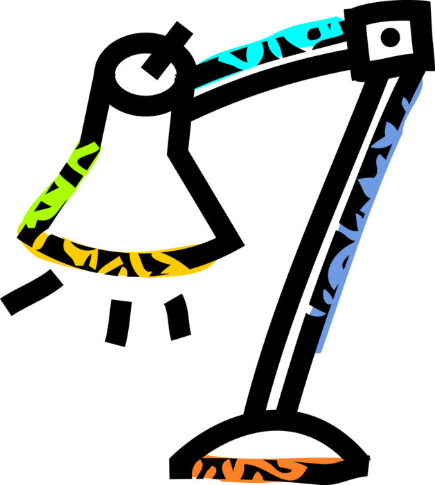 Vector Illustration of Desk Lamp Provides Illuminated Light Source