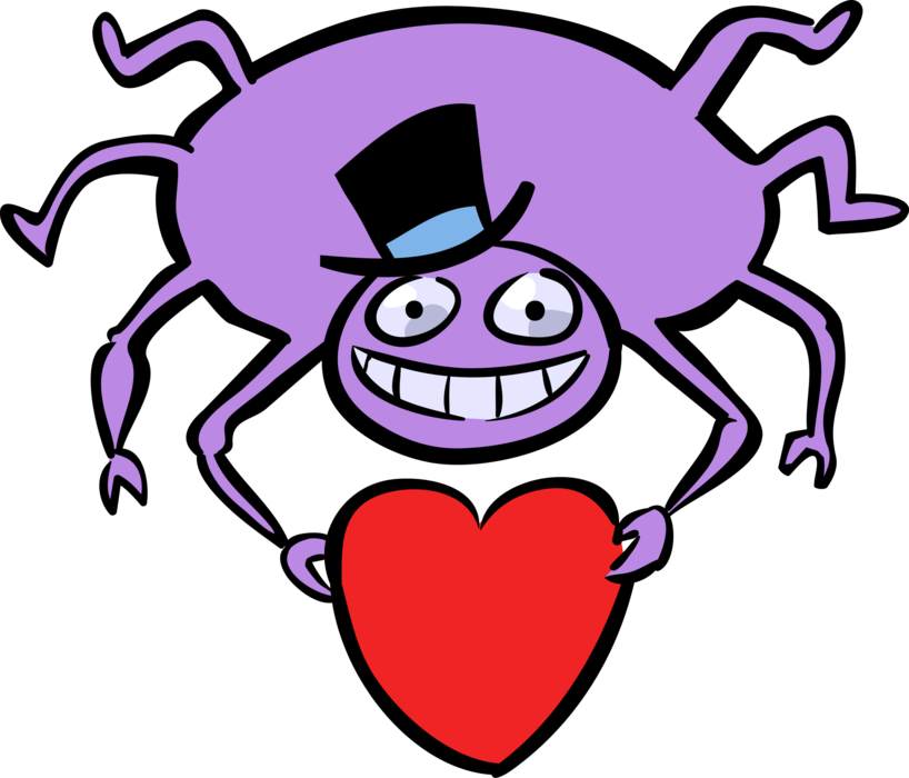 Vector Illustration of Arachnid Spider with Valentine's Day Love Heart
