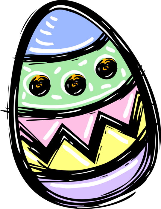 Vector Illustration of Decorated Colored Easter or Paschal Egg