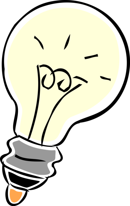 Vector Illustration of Electric Light Bulb Symbol of Invention, Innovation, Inspiration and Good Ideas