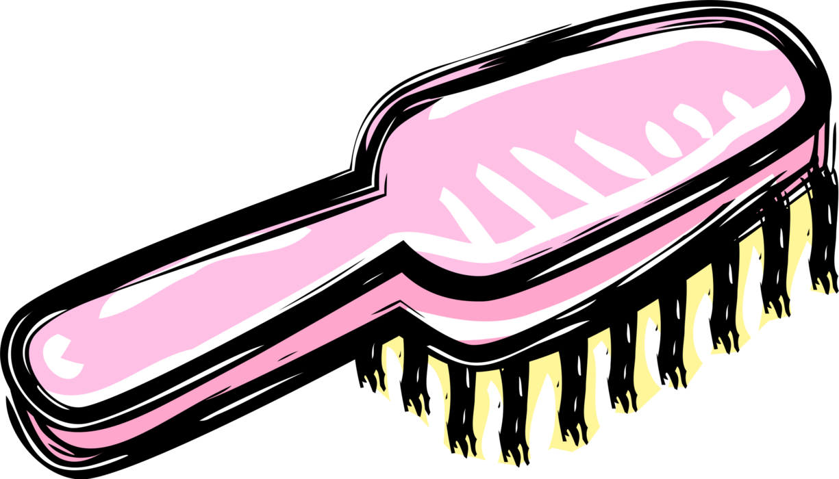 Vector Illustration of Personal Grooming Hairbrush for Smoothing, Styling Human Hair